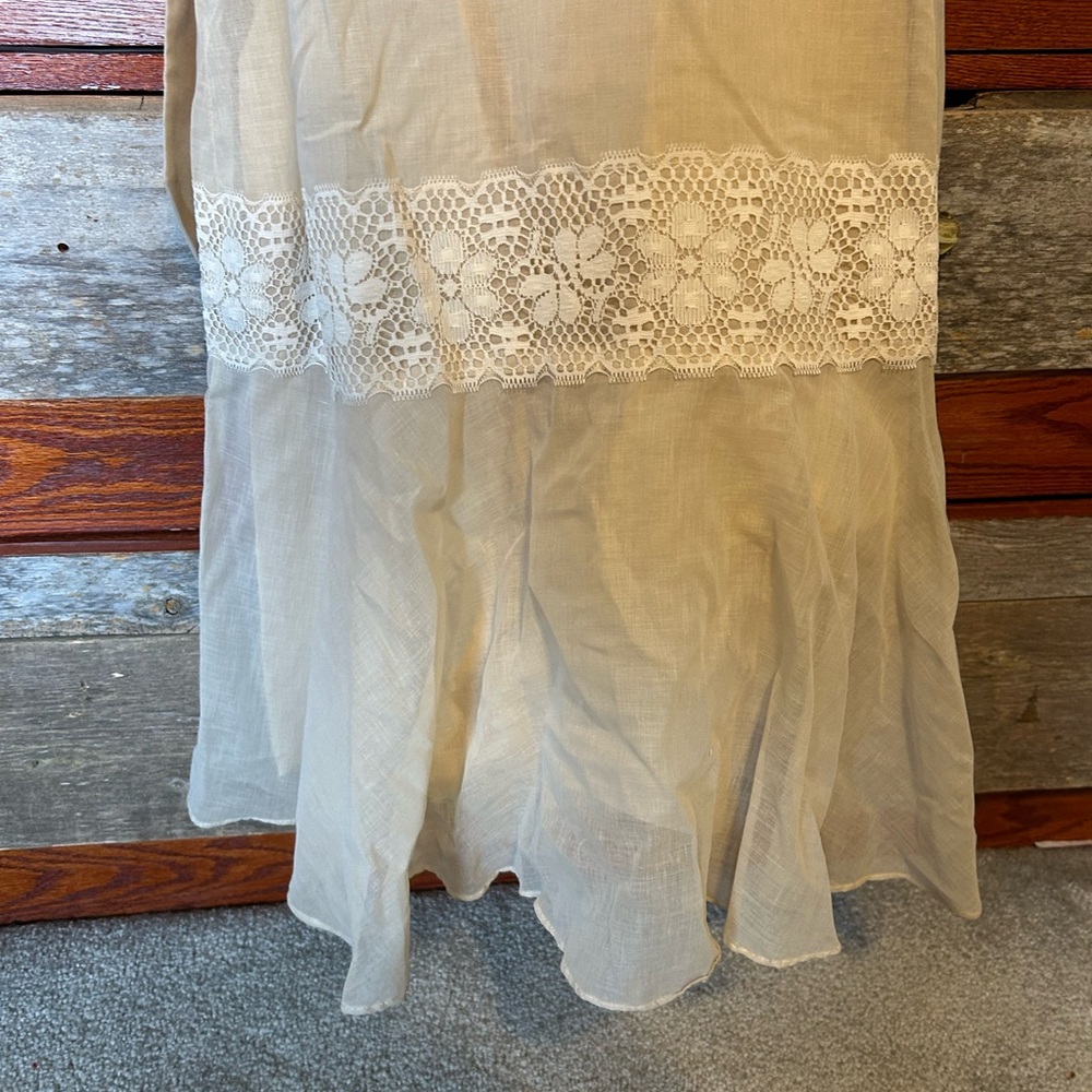 Vintage Elegant Cream Lace Maxi Dress Zipper in Back Buttons on Front Wedding - Picture 3 of 11